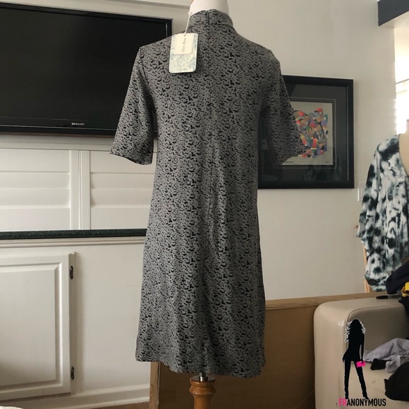 Grey Leopard Printed Mock Neck Dress - Picture 5 of 5